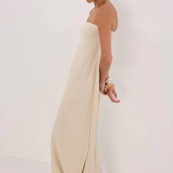 Authentic DISSH Alias Natural Textured Knit Strapless Midi Dress - Picture 4 of 7